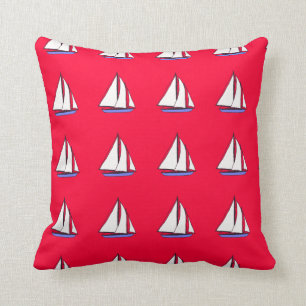 sailing boats red blue two sided pillow cushion