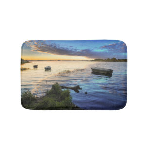 Sailing Boats Reflection From The Sunset Bath Mat