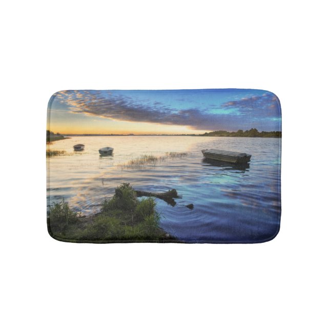 Sailing Boats Reflection From The Sunset Bath Mat (Front)