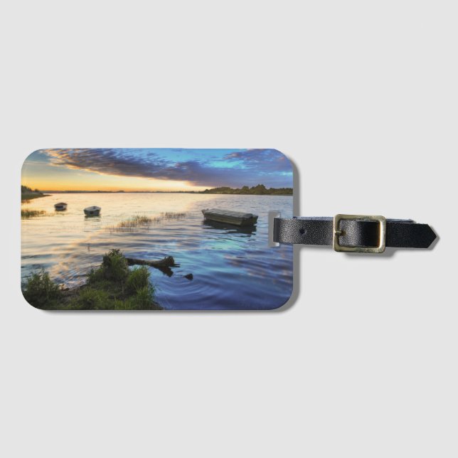 Sailing Boats Reflection From The Sunset Luggage Tag (Front Horizontal)