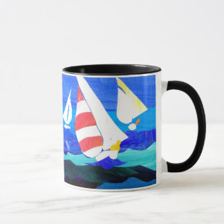 'Sailing Boats' Ringer Mug