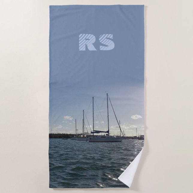 Sailing Boats with (or without) your Initial(s) Beach Towel (Front)