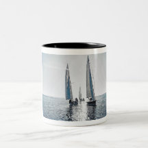 Sailing Boats with Sun-Setting illustration