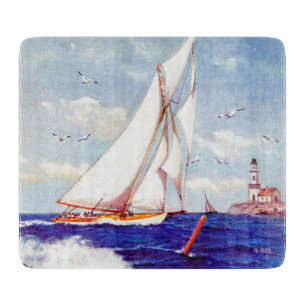 Sailing By The Lighthouse by Albert B. Marks Cutting Board