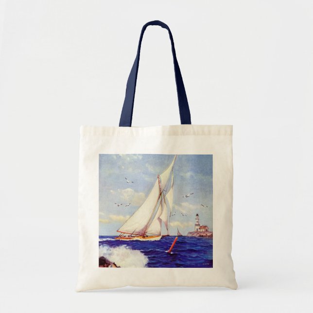Sailing By The Lighthouse by Albert B. Marks Tote Bag (Front)