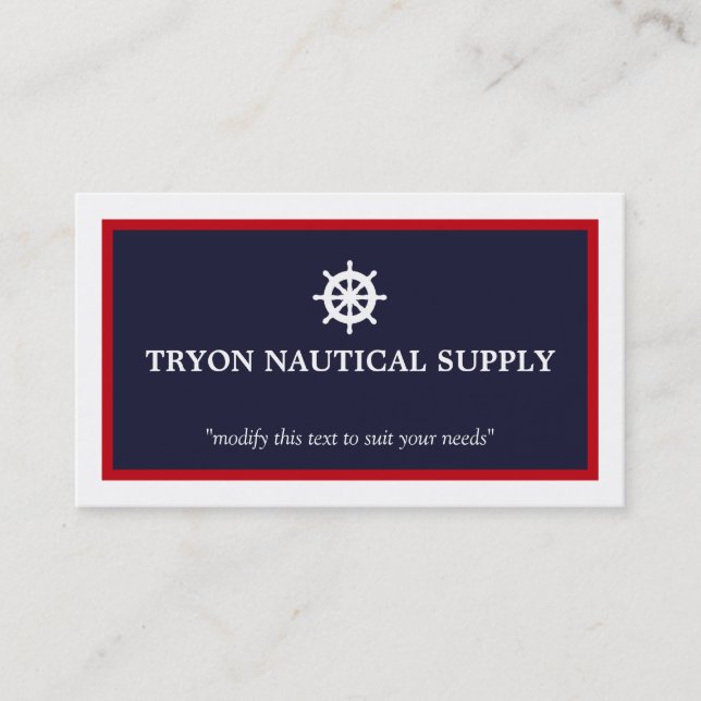 Sailing Captain's Ship Helm Nautical Supply Business Card (Front)