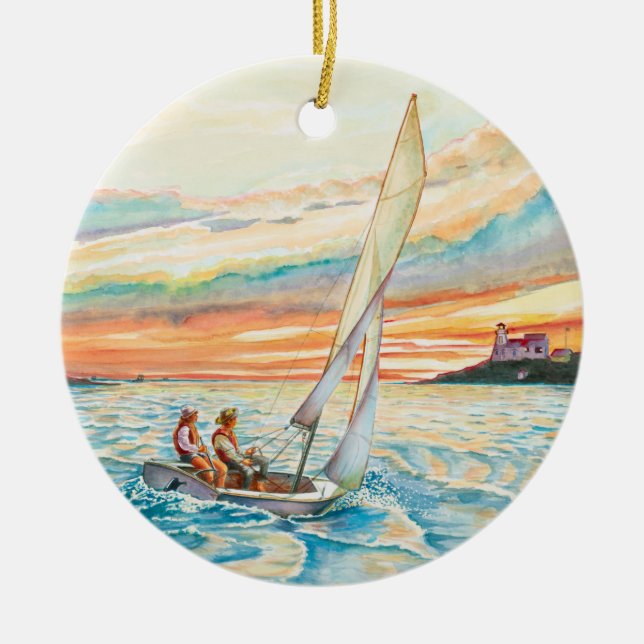 Sailing ceramic Christmas ornament (Front)
