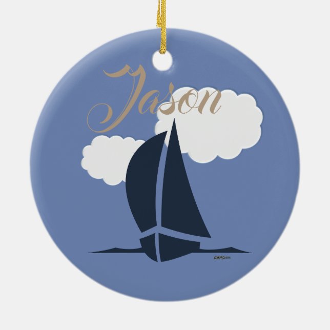 Sailing Ceramic Tree Decoration (Back)
