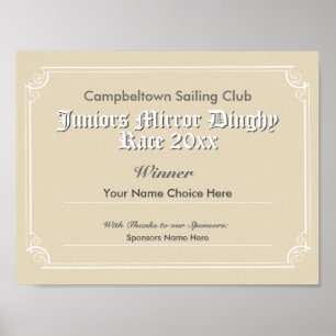 Sailing Club Competition Winner's Certificate Poster