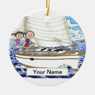 Sailing Couple Ceramic Tree Decoration