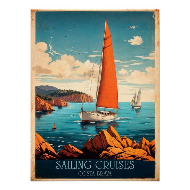 Sailing Cruises Costa Brava Orange Sail Poster (Front)