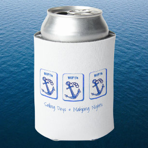 Sailing Days & Mahjong Nights Blue Anchor Custom Can Cooler
