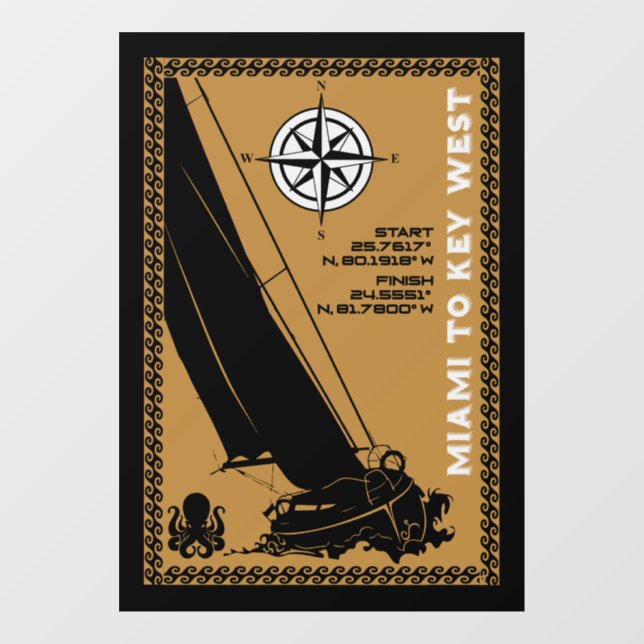 Sailing Florida Miami Key West Window Cling (Sheet)