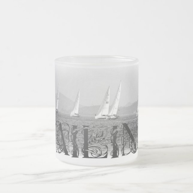 Sailing Frosted Glass Coffee Mug (Center)
