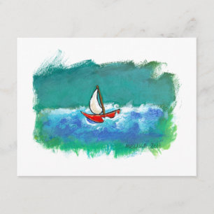 Sailing fun original boat painting colourful art invitation