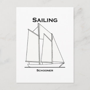 Sailing Gaff-Rigged Schooner Sailboat (sail plan) Postcard