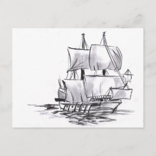 Sailing Galleon Old Ship Art Postcard
