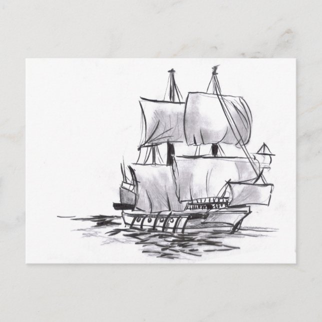 Sailing Galleon Old Ship Art Postcard (Front)