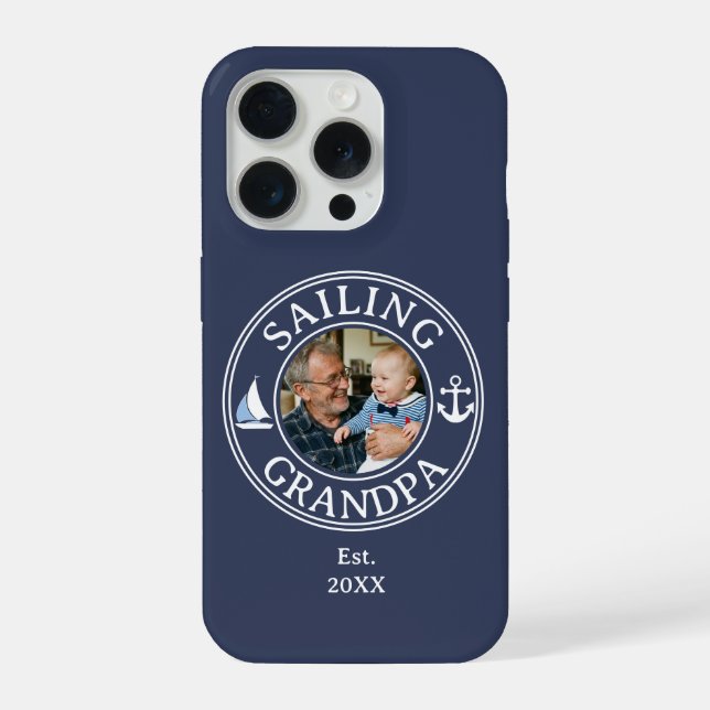 Sailing Grandpa Year Established Photo iPhone Case (Back)