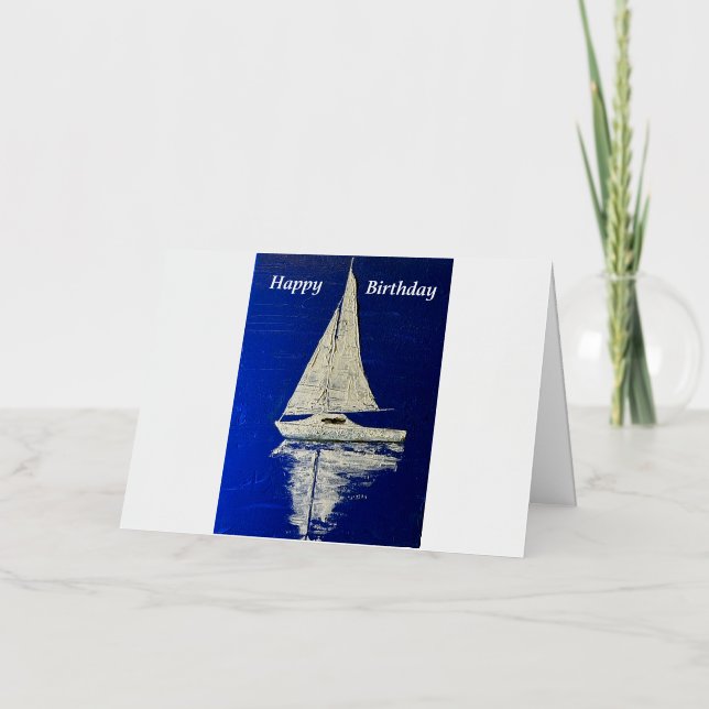 Sailing Happy Birthday  Foil Greeting Card (Front)