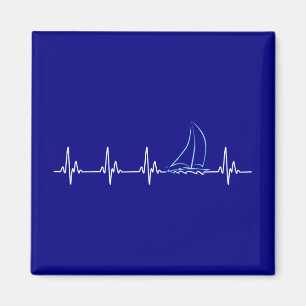 Sailing Heartbeat Funny Sailboat Magnet