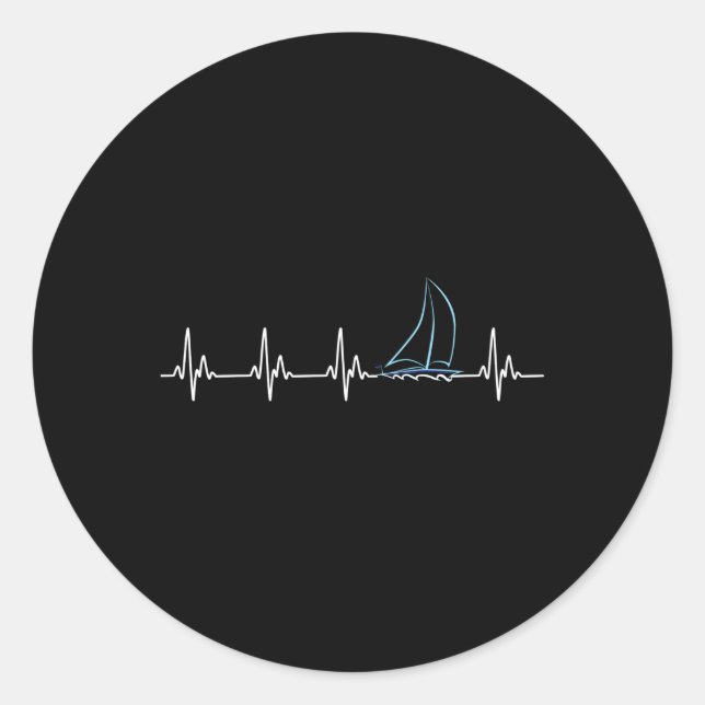 Sailing Hebeat Sailboat Classic Round Sticker (Front)