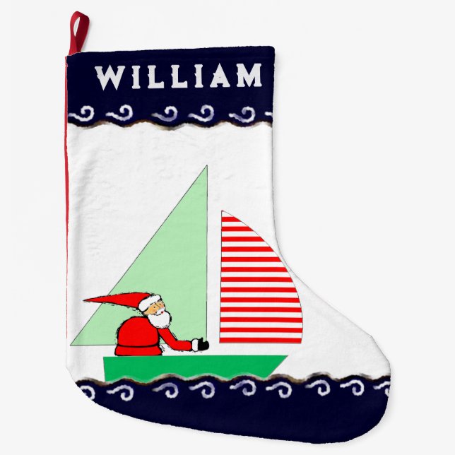 Sailing Holiday Gift Large Christmas Stocking (Front)