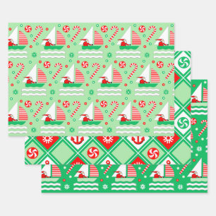 Sailing Holiday Gift Wrapping Paper Sheet