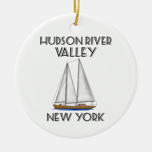 Sailing Hudson River New York Ceramic Tree Decoration (Front)
