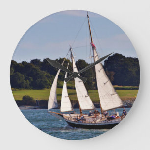 Sailing In Newport, Rhode Island, USA Large Clock
