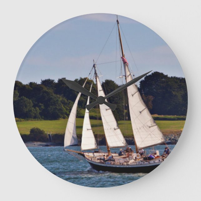 Sailing In Newport, Rhode Island, USA Large Clock (Front)