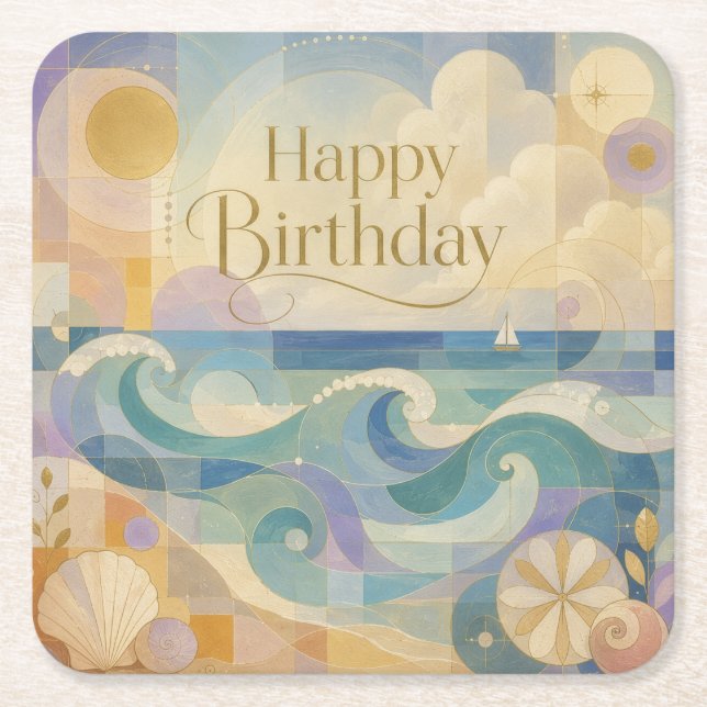 Sailing into a New Year Square Paper Coaster (Front)