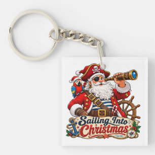 Sailing Into Christmas Pirate Santa Key Ring
