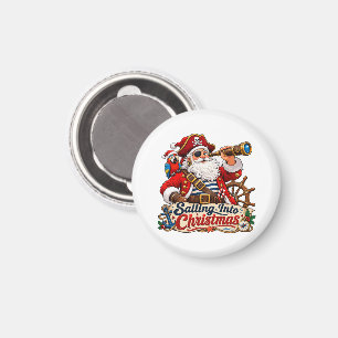 Sailing Into Christmas Pirate Santa Magnet