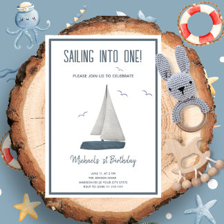 Sailing Into One! Nautical Birthday Invitation
