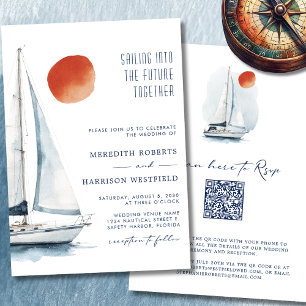 Sailing Into the Future Together Nautical Wedding Invitation