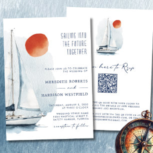 Sailing Into the Future Together Nautical Wedding Invitation