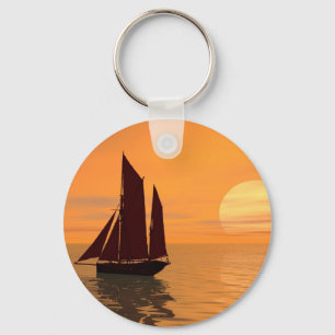 Sailing into the sunset key ring