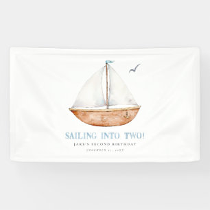 Sailing Into TWO Nautical Birthday Banner 