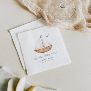 Sailing Into Two Nautical Birthday Party  Napkin