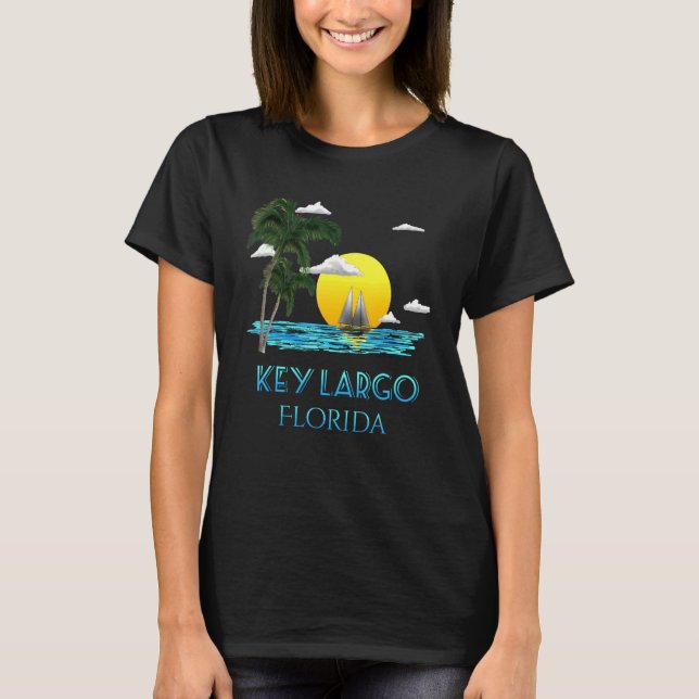 Sailing Key Largo Florida Keys Beach Sunset T-Shirt (Front)