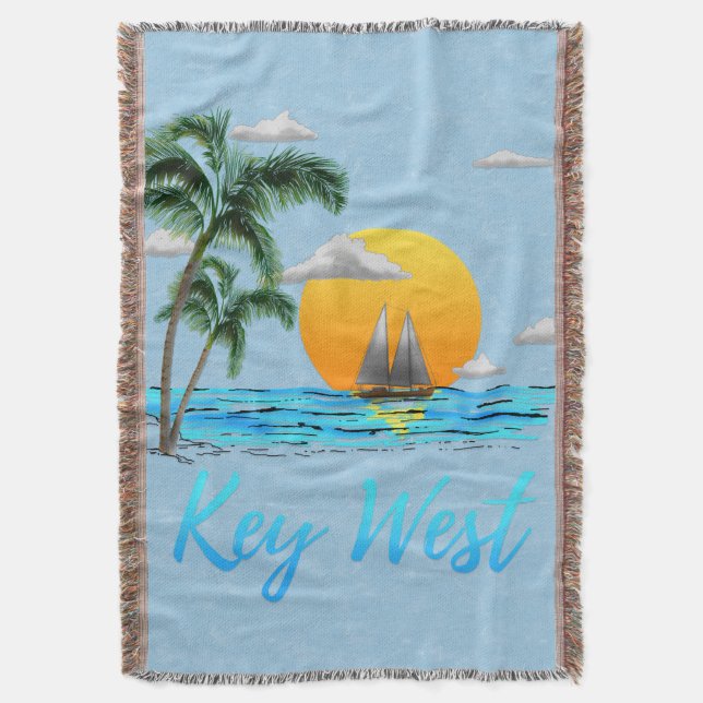 Sailing Key West Florida Throw Blanket (Front Vertical)