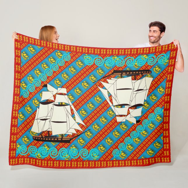 Sailing Lions Fleece Blanket (In Situ)