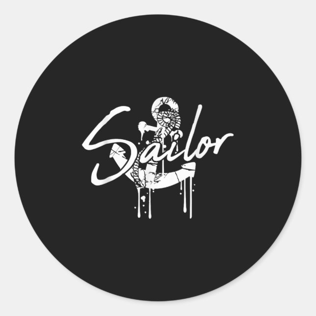 Sailing Logo Symbol Square Sailboat Ship Captain C Classic Round Sticker (Front)