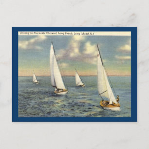 Sailing, Long Beach, Long Island Vintage Postcard