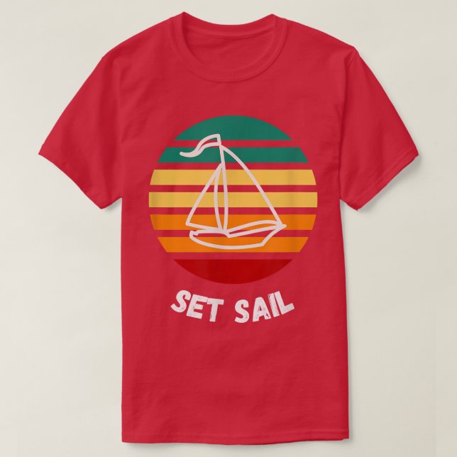 Sailing Lover Vintage sunset with sailboat  T-Shirt (Design Front)