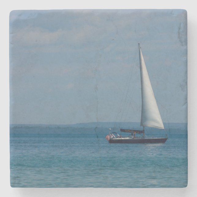 Sailing Mackinac Stone Coaster (Front)
