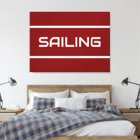 SAILING Modern White Text Stripes On Deep Red
