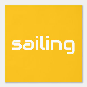 SAILING Modern White Text Yellow Orange Background Wallpaper