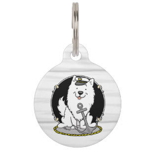 Sailing Nautical Boating American Eskimo Dog Cute Pet Tag
